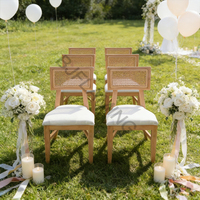 Chaise empilable en rotin et bois de bouleau Bjflamingo, chaise de banquet de mariage en bois avec coussin de siège amovible
