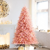 Hochwertiger Künstlicher Weihnachtsbaum 5-10ft für Innenbereich PVC mit LED-Lichtern Warmweiß Farben Rot Rosa Lila Orange Blau Weiß