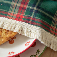 Housse de table basse, style vintage américain, classique britannique, rouge et vert à carreaux, nappe de Noël, nappe de fête, nappe française, luxe léger