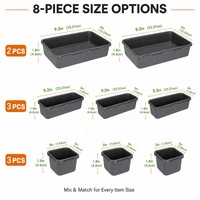 Ensemble de 8 plateaux de rangement modulaires emboîtables pour bureau, tiroirs, fournitures de bureau, maquillage, cuisine, coiffeuse, salle de bain, placard
