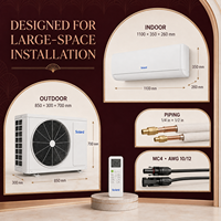Climatiseur mural hybride solaire AC/DC 36000 BTU, refroidissement et chauffage, 80-380V AC 110-240V, double compresseur rotatif R32, usage domestique