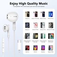 Écouteurs classiques blancs de type C, écouteurs filaires stéréo intra-auriculaires avec micro pour Samsung S23 S22 S24 Ultra, écouteurs filaires USB C