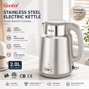 Hervidor Eléctrico Premium de 2.0L con Revestimiento de Titanio, Enchufe EU/UK, Acero Inoxidable 304, Función Mantener Caliente, Hervido Rápido, OEM/ODM - Product Image 1