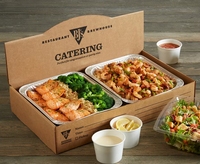 Boîtes de traiteur imprimées personnalisées Récipient en carton ondulé pour flûte E jetable emballage de livraison de nourriture de fête à casserole complète