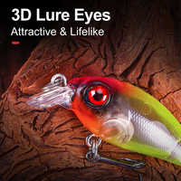 Leurre de pêche artificiel dur en ABS, mini-minnow, 2,6 g, 6 couleurs, avec 10 #   Hameçons triples flottants, leurres réalistes pour la pêche en rivière