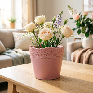 Nouveauté 2026 : Pots de fleurs en céramique gaufrée jaune/rose/blanc pour la décoration intérieure et extérieure, <span class=keywords><strong>jardin</strong></span>, balcon, bureau - Product Image 4