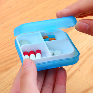 4-compartment pillbox with cross-shaped compartments, portable pill <b>storage</b> <b>box</b>, <b>mini</b> medicine organizer. - Product Image 3