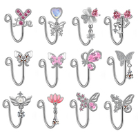 Bijoux Gaby papillon lunettes cz or 14k faux piercing nez faux anneau de nez clous pendants clips de manchette falsos faux piercing