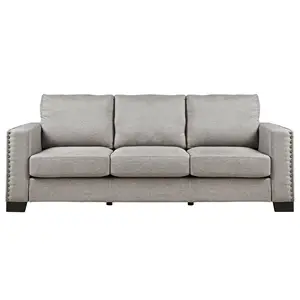 2024 Good Quality Furniture Modern Sofa Custom Vendor Nailhead Track 3 Seat Sectional Linen Sofa Set for Home Living Room