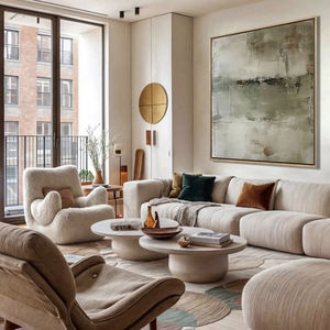 Tableau mural abstrait moderne texturé <span class=keywords><strong>vert</strong></span> olive sauge beige, nature morte, peint à la main à l'huile sur toile |   Hôtellerie sur mesure en gros - Product Image 2