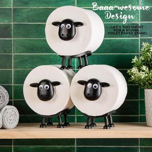 Juego <span class=keywords><strong>de</strong></span> portarrollos <span class=keywords><strong>de</strong></span> acero inoxidable Loo <span class=keywords><strong>de</strong></span> Oveja Negra divertida (3 uds)-Decoración <span class=keywords><strong>de</strong></span> almacenamiento <span class=keywords><strong>de</strong></span> tejido <span class=keywords><strong>de</strong></span> baño ecológica montada en la pared impresa en 3D - Product Image 1