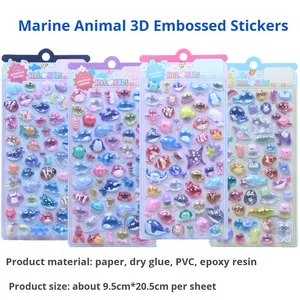 Adesivi 3D a Rilievo di Animali Marini, Divertenti <span class=keywords><strong>Sticker</strong></span> in Resina Cristallina per Bambini, Decorazioni Moderne per Bambine e Neonati - Product Image 4