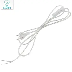 0,75mm 2 Cable de línea 1,8 m de Cable de alimentación para lámpara LED con botón interruptor de la UE/enchufe de transparente de extensión de alambre