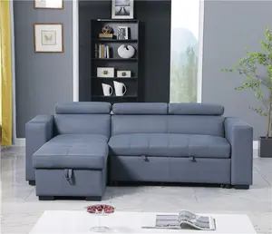 工厂高品质现代公寓家居布艺转角沙发l形分段沙发床带储物