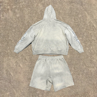 Streetwear Ensemble sweat à capuche et short pour homme avec logo Dtg personnalisé Ensembles pour homme avec pierres lavées