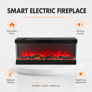 <span class=keywords><strong>Chimenea</strong></span> Eléctrica Empotrada en la Pared con Pantalla LCD y Lecho de Llama de Cristal de Colores - Product Image 5