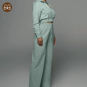 Sweat à capuche, col en V, <span class=keywords><strong>ensemble</strong></span> de sport pour joggeurs, pantalon de survêtement, avec Logo personnalisé, nouveau Design - Product Image 4