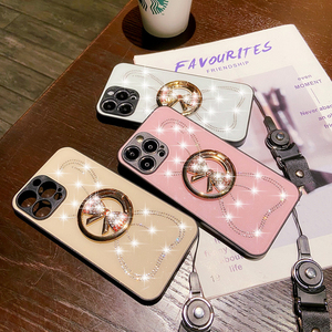 Custodia di lusso con <span class=keywords><strong>diamante</strong></span> e porta anelli per iphone 11 xs max, per iphone 13 custodie anello di buona fortuna - Product Image 2