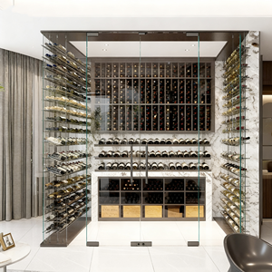 عرض ساخن الاتجاه غرفة المعيشة قبو زجاجي شفاف منزل رف النبيذ زجاجة بار تخزين ، قبو - Product Image 2