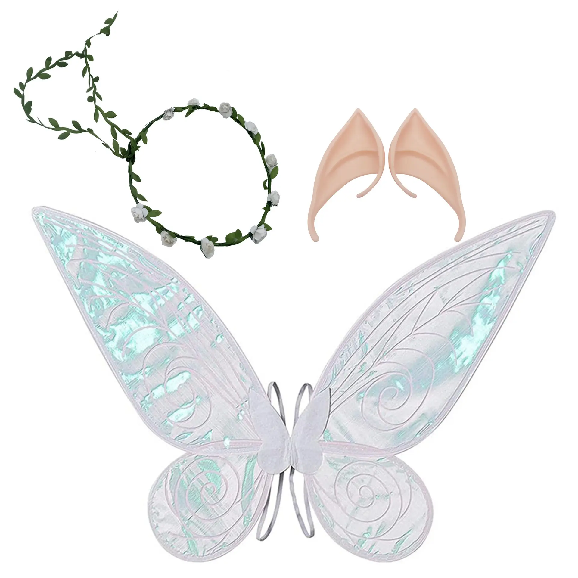 Schmetterling Fee Flügel Kostüm für Frauen Mädchen Sparkle Princess Wing mit Elfen ohren für Halloween Dress Up Party Favor Y907