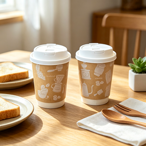 Gobelets à café jetables en papier biodégradable à double paroi, imprimés sur mesure, 16 oz, pour les fournitures d'événements, vente en gros - Product Image 4