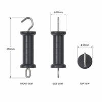 Poignée de portail électrique isolée noire robuste avec crochet en acier inoxydable pour systèmes de clôtures d'élevage de bovins et de chevaux