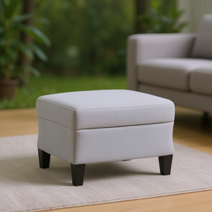 Reposapiés de Tela Gris Claro de 23.6x19.7x16.1 Pulgadas, Otomana Convertible, Mueble de Sala de Estar, Diseño Moderno - Product Image 2