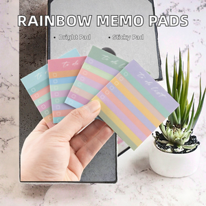 DOMIKEE Blocs-notes autocollants créatifs arc-en-ciel colorés, style anglais, avec motifs de dessins animés frais, 8*13cm, Papeterie personnalisée - Product Image 2