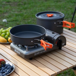 Outdoor Cookware Set Portable Aluminum Alloy <b>Kettle</b> Pot Pan <b>Camping</b> Kitchen Equipment 1.1L 1.6L Anodized Finish - Product Image 2