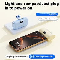 Mini banco de energía de cápsula 2 en 1, 10000mAh, W 22,5, pantalla LED, Cables integrados, cargador portátil de batería de emergencia con cuerda colgante