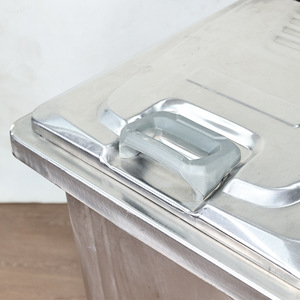 Poubelle à roulettes en acier inoxydable 240L rectangulaire pour usage extérieur, conteneur de déchets municipaux durable - Product Image 3