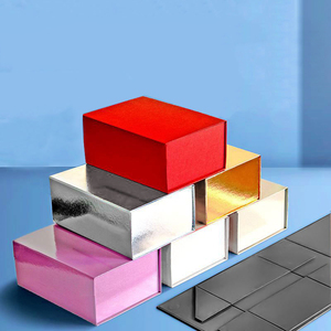 Wholesale Customized Logo Embossed Sponge Lined <b>Large</b> Black Magnetic Folding Flip Top Premium Gift <b>Box</b> - Product Image 2