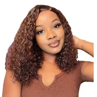 Perruque Bob Jerry Curl Transfrontalière Transparente Sans Lacet avec Petites Boucles Modèle A-60 Plusieurs Couleurs