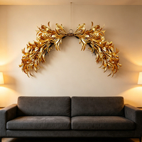 Guirlande de feuilles d'or artificielles en plastique, feuillage doré métallique pour porte d'entrée, cheminée et décoration de maison pour Thanksgiving/mariage