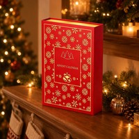 Boîte cadeau en papier magnétique pliable, emballage pour les fêtes, logo personnalisé pour calendrier de l'avent, vente au détail