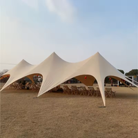 Chapiteau de fête extérieur Glamping Garden Tente d'événement extensible en forme d'étoile Tente d'auvent pliante à dessus plat