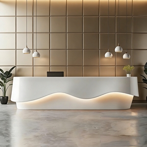 CR005 Modern Aesthetic Curve FRP Drop Shape Reception Counter Desk for Hotel Lobby Office Reception Area Spa Salon Beauty Clinic - Product Image 6
