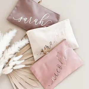 Custom Rose Gold Metal Zipper <b>Bridesmaid</b> Wedding Travel Toiletry Birthday Gift Makeup Cosmetic <b>Bag</b> - Product Image 2