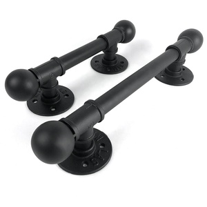 Maniglia per Porta in <span class=keywords><strong>Metallo</strong></span> <span class=keywords><strong>Nero</strong></span>, Pomello Decorativo in Ferro Battuto Stile Industriale per Mobili - Product Image 1