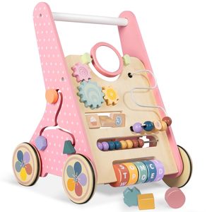 Andador para Bebé 5 en 1, Color Rosa, Económico, de Madera, con Ruedas, para el Aprendizaje del Bebé - Product Image 1