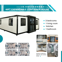 Casa Contenedor Expandible de Acero, Doble Ala, Resistente a Huracanes, Garantía de 5 Años, Apartamento Tipo Granny Flat de 40 Pies, 5 Dormitorios, Diseño Moderno