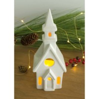 Bougeoir d'église en céramique Led House Lanterne en céramique Luminary Mantle Decor