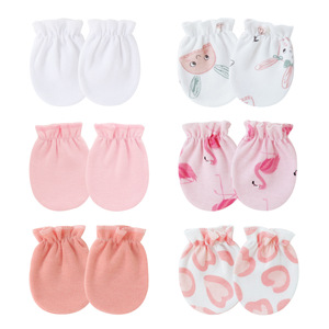 Guantes pequeños elásticos antiarañazos para bebés recién nacidos, para las cuatro estaciones, para mantener el calor, de algodón y licra, de color sólido, de 0 a 1 año - Product Image 1