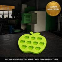 Moule en silicone néon lumineux en forme de pomme, 10 cavités, pour fruits, tiges, feuilles, souple, pour chocolat, glaçons, desserts, plateau de cuisine