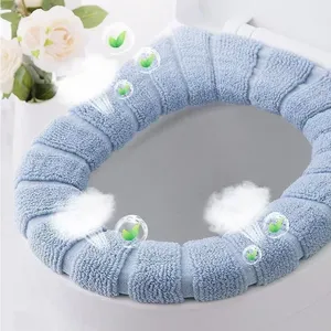 Housse de siège de toilette tricotée bicolore en forme de O pour garder au chaud, accessoires de salle de bain, décoration intérieure - Product Image 3