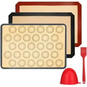 Cuisine de qualité alimentaire antiadhésif logo personnalisé tapis de cuisson en silicone marque privée prettycare silicone macaron tapis de cuisson ensemble