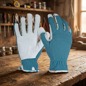 Gants de travail antidérapants en PU bleus et blancs avec poignets élastiques, gants de sécurité polyvalents à texture antidérapante, épaisseur 4 mil - Product Image 2