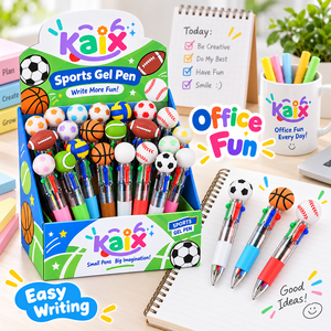 KAIXスポーツゲルペン、多色ゲルインク、リトラクタブルクリック式、サッカー、バスケットボール、カスタムロゴ入り、大容量インクゲルペン - Product Image 3