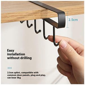 מתלה אחסון פלדה רב-שורה עבור מתלה גימור חינם במטבח עם וו שש שורה עבור כלים ארון ארון - Product Image 4