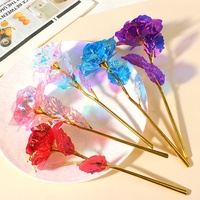 Boîte cadeau fleur rose dorée en feuille d'or 24 carats 24 cm pour la Journée de la Femme et la Saint-Valentin, petit cadeau pour événement